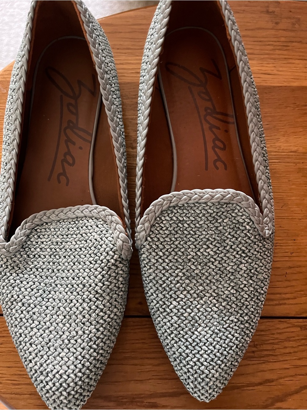 Zodiac Women's Braided Pointed-Toe Woven Flats in Light Blue